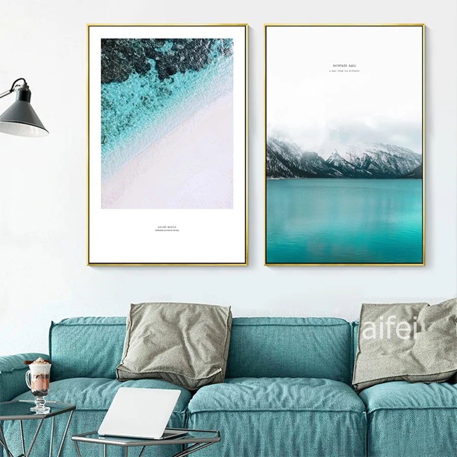 Скандинавские плакаты синий океан пейзаж холст картины модульные морской пейзаж настенные художественные картины для гостиной современные украшения дома