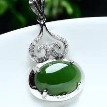 Натуральный шпинат зеленый и Тянь Biyu Подвески Женские подлинные 925 с инкрустацией, из чистого серебра нефрита подвеска с сертификатом