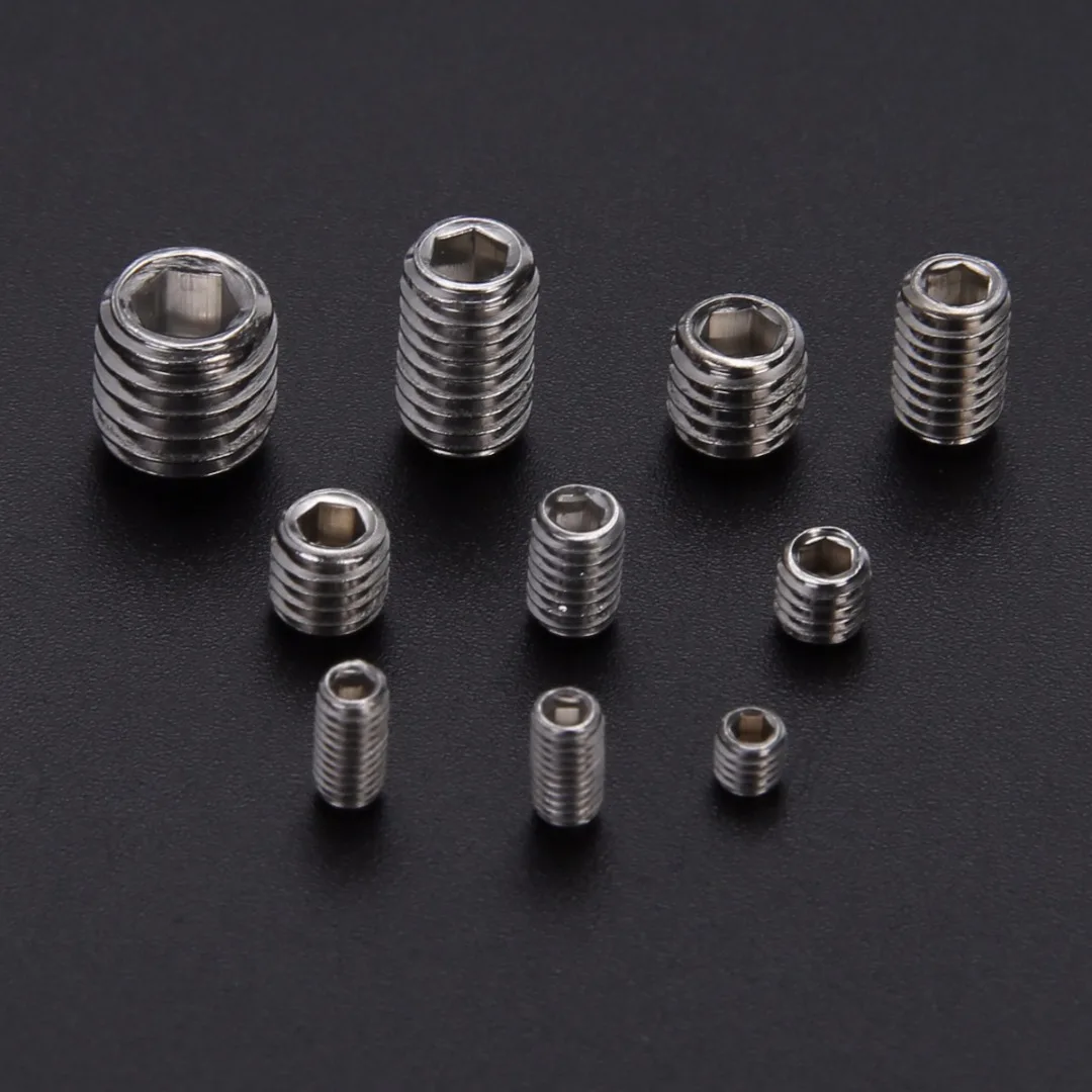 200pcs Stainless Steel Allen Head Socket Hex Set Screw Grub Screws Cup Point Assortment Kit With Plastic Case