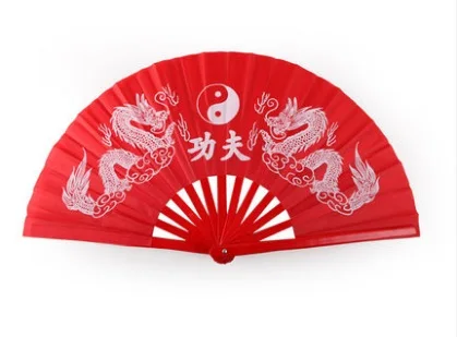 

Red Yellow Taiji fan Morning exercise Kung Fu Ring Fan Performance dance fan Taichi Fan