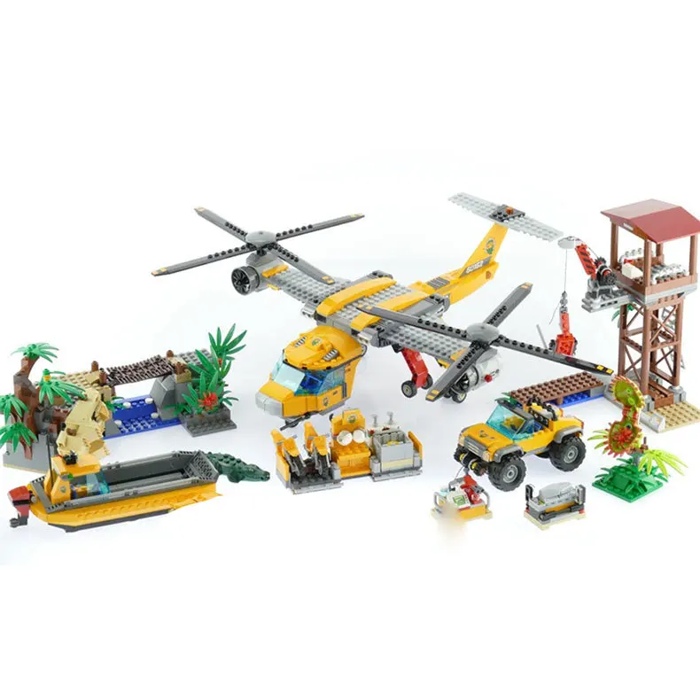 

Lepin 02085 Genuine 1400Pcs City Series The Jungle Air Drop Helicopter Set Building Blocks Bricks Model Toys For Children 60162