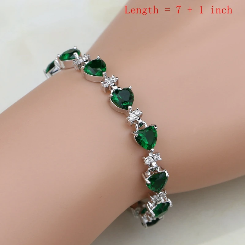 925 Silver Bridal Jewelry Sets Green Cubic zirconia White CZ For Women Weeding (3)