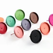 Цвет) 12 мм, 20 шт./лот, 10 цветов покрытые серьги-гвоздики, серьги пустые/Базовые, подходят 12 мм Стеклянные Кабошоны, пуговицы; серьги-оправы