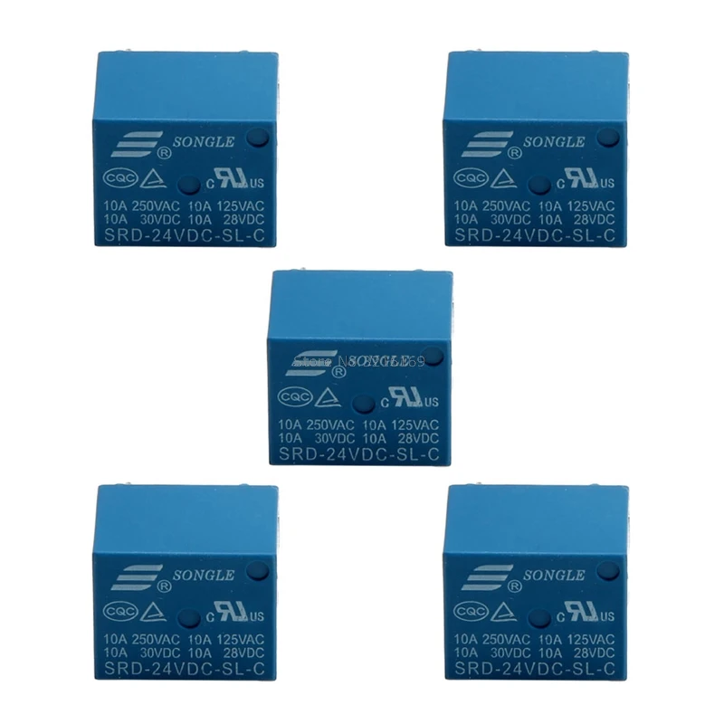 For 5Pcs 5 Pins SRD-24VDC-SL-C PCB 24V DC Coil Power Relay Promotion | Строительство и ремонт