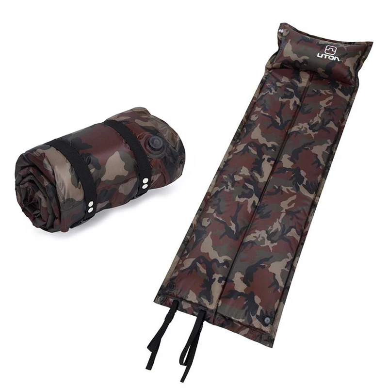 التمويه التخييم حصيرة نفخ وسادة النوم مويستوريبروف مرتبة هوائية وسادة السرير في الهواء الطلق الأنشطة فراش مع وسادة