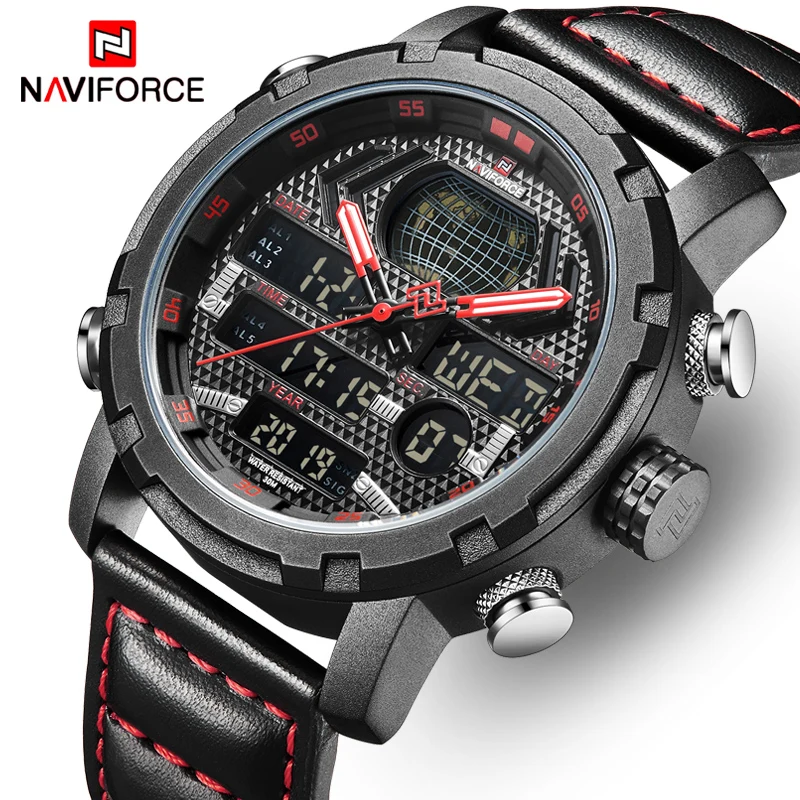 

Top Brand NAVIFORCE 2019 New Fashion Men Sports Quartz Watches Mens Military Waterproof Leather Watches Man Digital Date Clock