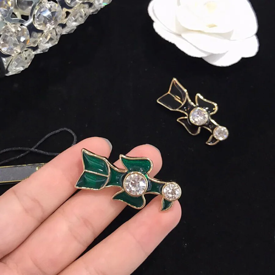 

2019 New Design Luxury Brand Jewelry Fashion Gold Green Black Dove Brooch Crystal For Women Party Wedding Daily Designer Bijoux