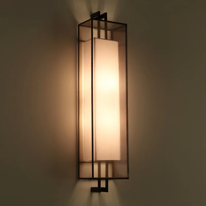 

style Square wall lamps living room bedroom study room tea house restaurant exhibition hall Iron fabric wall lights ZS153