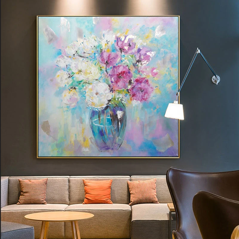 100% Hand Painted Abstract Flowers Art Oil Painting On Canvas Wall Art Wall Adornment Pictures Painting For Live Room Home Decor