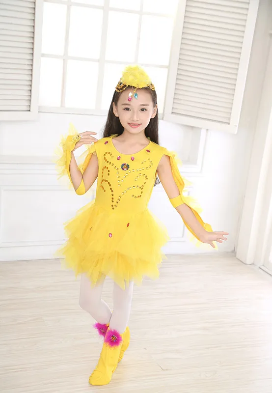 Желтый костюм цыпленка, Детская праздничная одежда с животными, Детский костюм цыпленка, танцевальный костюм цыпленка, платье цыпленка для девочек