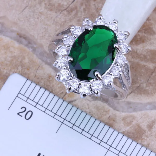 Комплект из кольца и серёг с фианитом 6 / 7 8 9 10 дюймов|silver jewelry set|jewelry setsearring pendant |