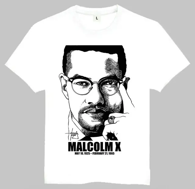 

Free Shipping Mens Casual Malcolm X T-Shirt Short White Round Neck Malcolm X Top Tees Shirt