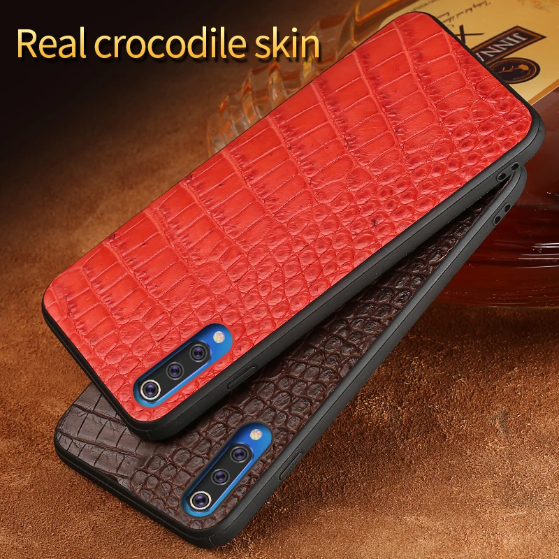 

Luxury Leather cases for Xiaomi 9 9 se Real crocodile Leather back cover for Xiaomi 8 8se 6 6 x protect funda For Redmi Note 7
