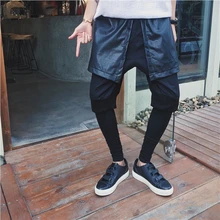 Новинка года мужская одежда тонкий личности брюки Фальшивое болеро из шаровары Штаны брюки певица костюмы