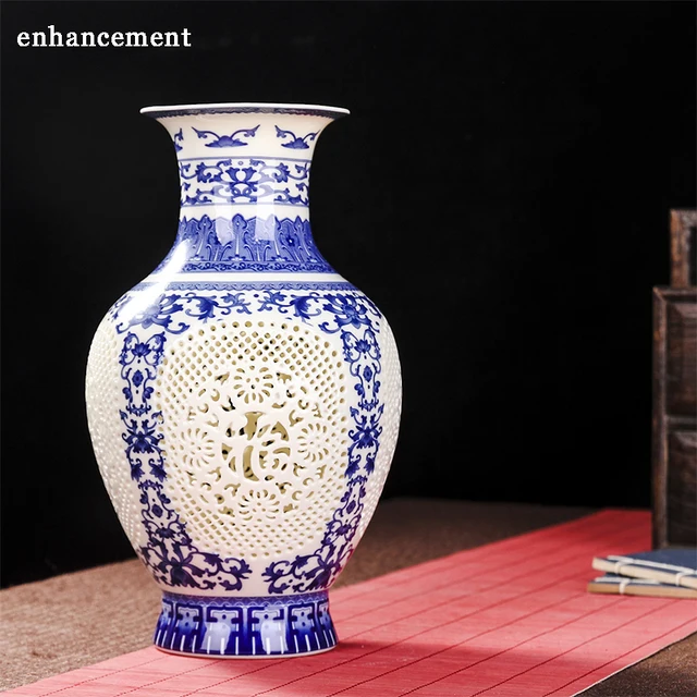 Antique Jingdezhen Hollow Ceramic Vase Chinese Pierced Vase Wedding Gifts Home Handicraft Furnishing Articles 2