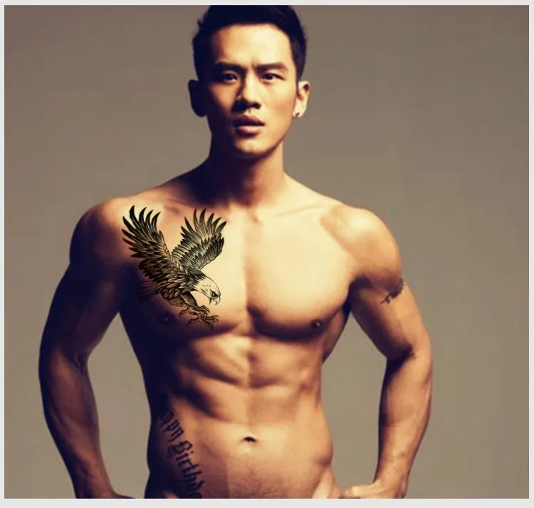 20PCS/lot Temporary Tattoo Sticker Large Fake Shoulder Body Arm Black Spread Eagles Tattoo
