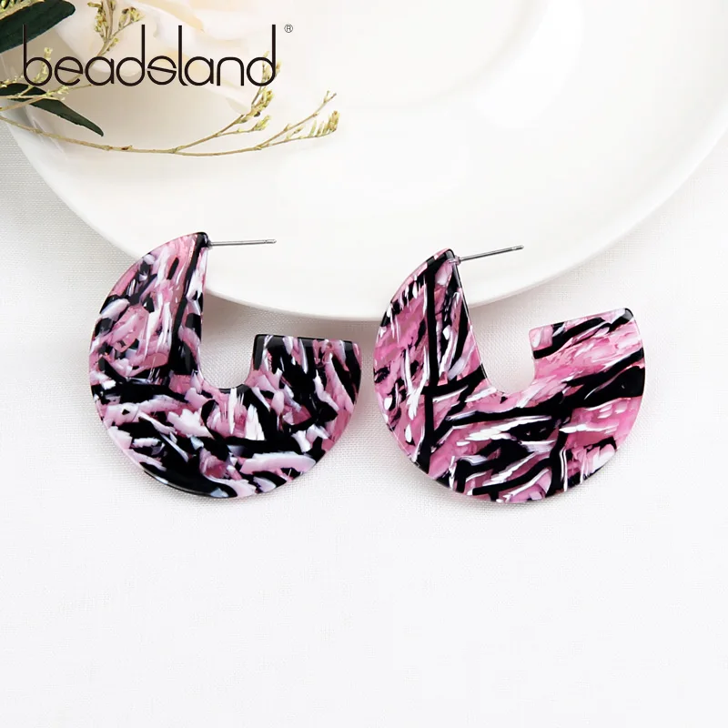 

Beadsland Acetic Acrylic Hoop Earrings Neo-Gothic Fashion Irregular Round Design Women Girls Dancing Party Christmas Gift 39297