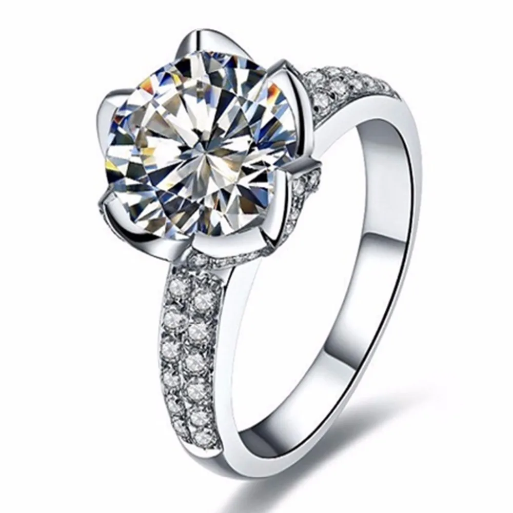 3CT Hearts and Arrows Moissanite Synthetic Diamonds Ring Engagement