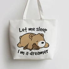 Dreamer медведь спящий мишка Холст Tote сумки сумка для покупок с персонажем из мультфильма шоппер продуктовый мешок GA799