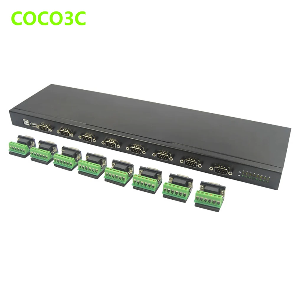 USB 2.0 To 8 Port DB9 Splitter Box Serial Port