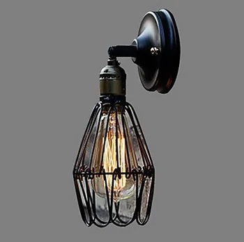 

IWHD Industrial Loft Style Retro LED Wall Light Vintage Wall Lamp Iron Birdcage Vintage Bedside Sconce Fixtures Home Lighting