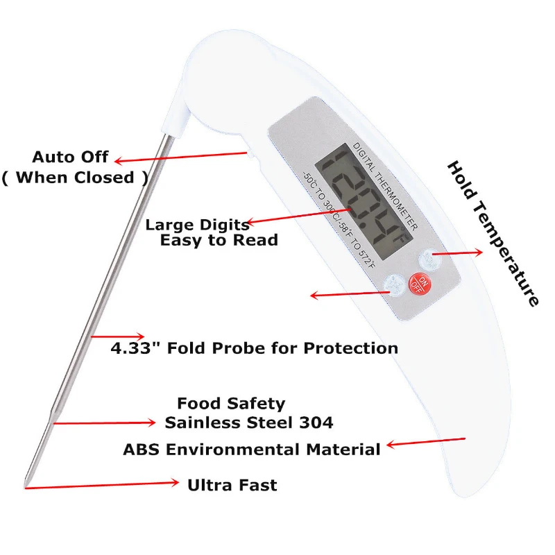 Цифровой складной Кухонный Термометр для барбекю, мяса, воды, молока, приготовления пищи, духовки, зонд, термометр, кухонные инструменты, электронные масляные инструменты