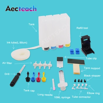 

Aecteach Diy Ciss Ink Tank For HP 140 141 XL Ink Cartridge DeskJet D4263 D4363 Photosmart C4473 C4480 C4483 C4583 C4593 Printers