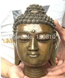 

Free Shipping Chinese Tibet Tibetan Buddhism Pure Bronze statue Sakyamuni Head Buddha
