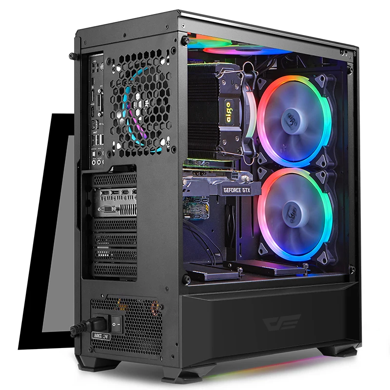 DarkFlash T20 PC компьютерный чехол ATX/Micro ATX RGB светильник полоса прозрачная сторона домашний офис черный игровой компьютерный чехол шасси