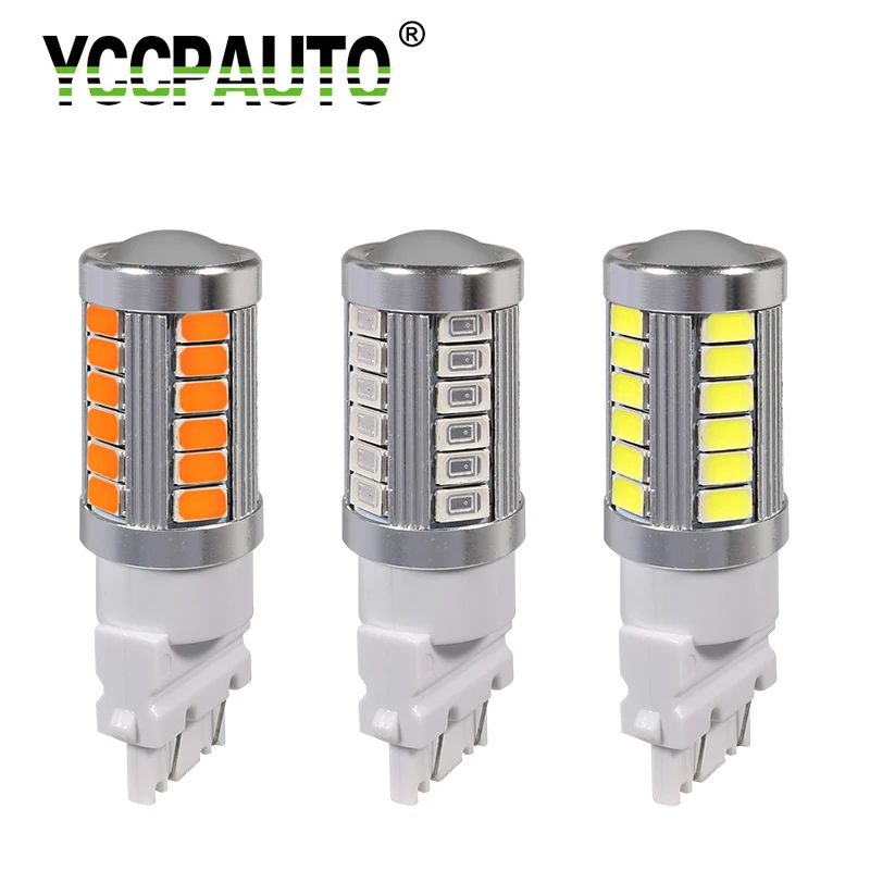 YCCPAUTO 2 шт. T25 3156 3157 P27W светодиодный лампы для фар светильник 33 SMD 5630 светодиодный Авто Автомобильные стояночные огни лампы резервного копирования DRL Белый Красный цвет: желтый, 12V