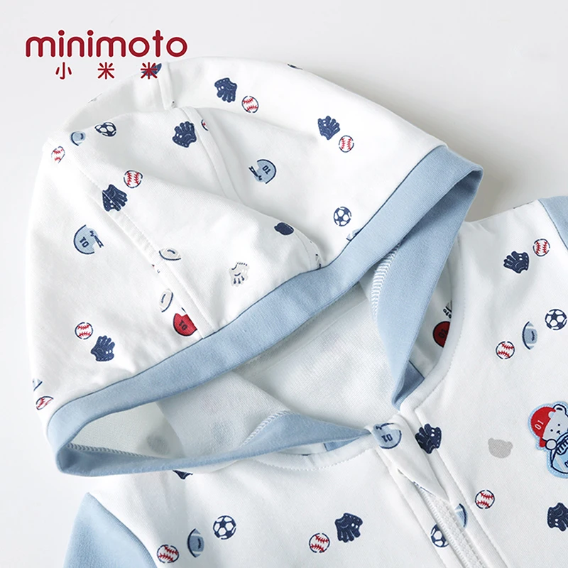 Minimoto/зимние теплые толстовки с капюшоном для маленьких мальчиков и девочек