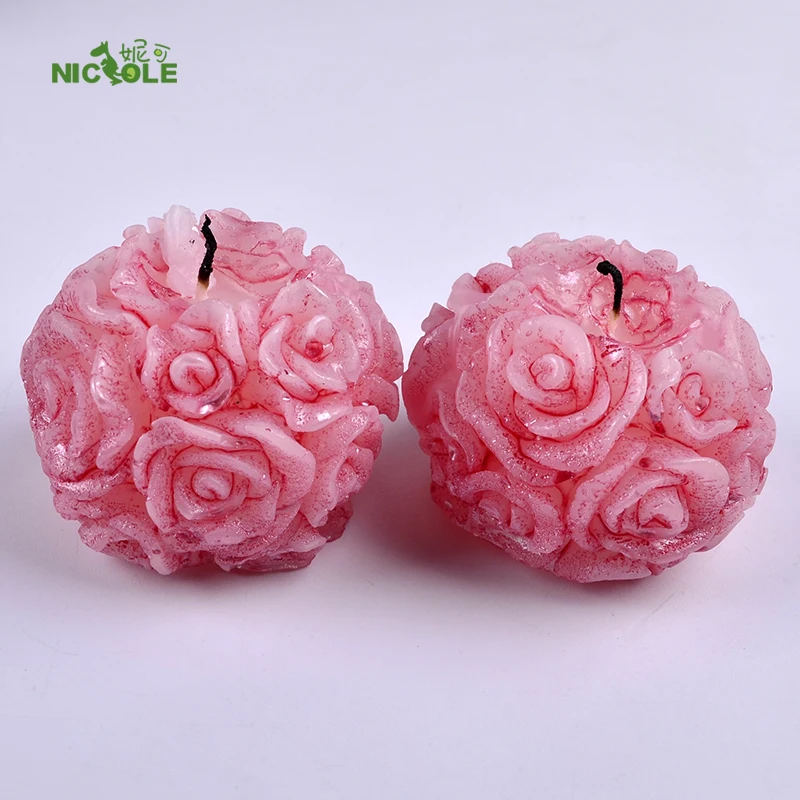 

Diy silicone two holes candle craft mould rose ball shaped molds