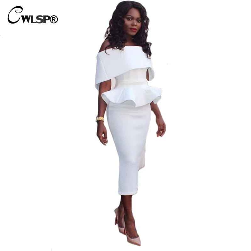 Элегантное летнее вечернее женское платье карандаш CWLSP с открытыми плечами