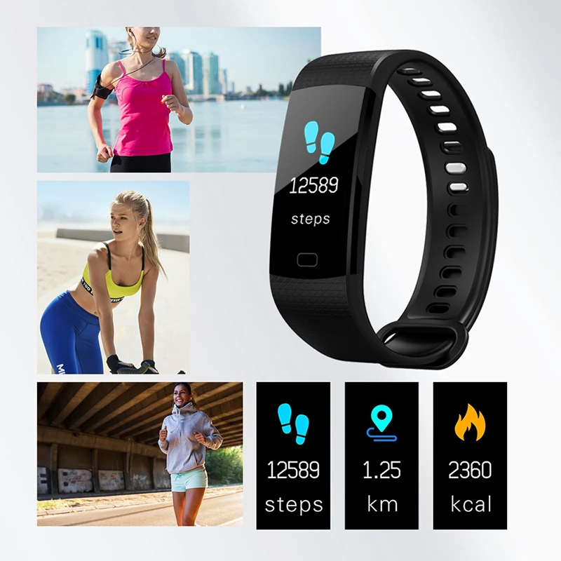 Hangrui Y5 Smart Bracelet Fitness Tracker Heart Rate Tracker Waterproof Sport Smart Wristband + Y5 Electronic Wristband Strap