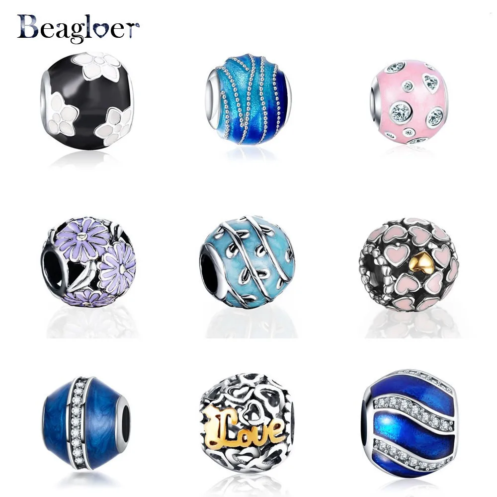 

Beagloer Round Shape Flower 925 Silver Diy Beads Charm Fit Original Pandora Bracelet for Women Jewelry Jewelry Making Gifts