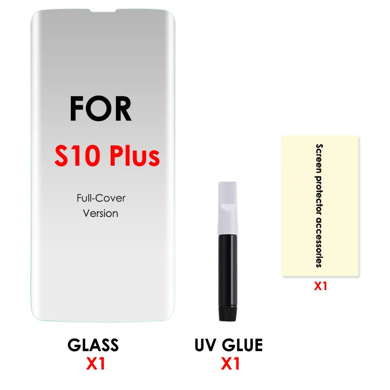 Akcoo S10 Plus закаленное стекло Полный Клей протектор экрана для samsung Galaxy S8 9 Plus Note 8 9 10 UV стекло протектор экрана - Цвет: for S10 Plus