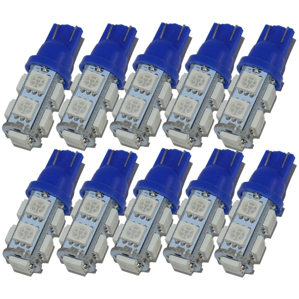 Safego 10x светодиодный T10 W5W светодиодный лампы 9SMD 5050 W5W T10 светодиодный белого и синего цвета Авто Клин габаритные огни W5W 194 168 внутренняя Светодиодная лампа