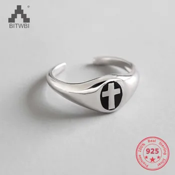 

Authentic 925 Sterling Silver Open Cross Ring Vintage Punk Biker Jewelry Christian Accessory Rings for Women