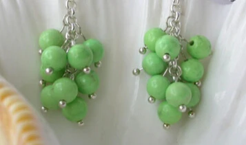 

wb00578 classic 5mm round green Turquoise dangle earrings silver 2ps