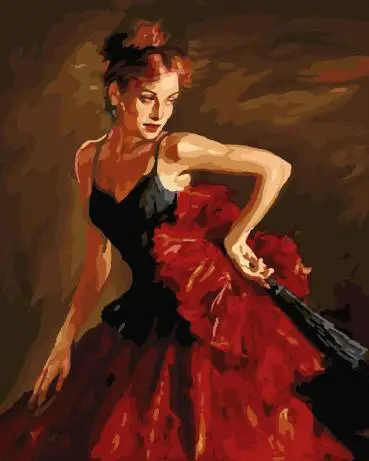 

MaHuaf-W1242 flamenco dancer Painting by numbers DIY oil coloring by numbers canvas painting for living room