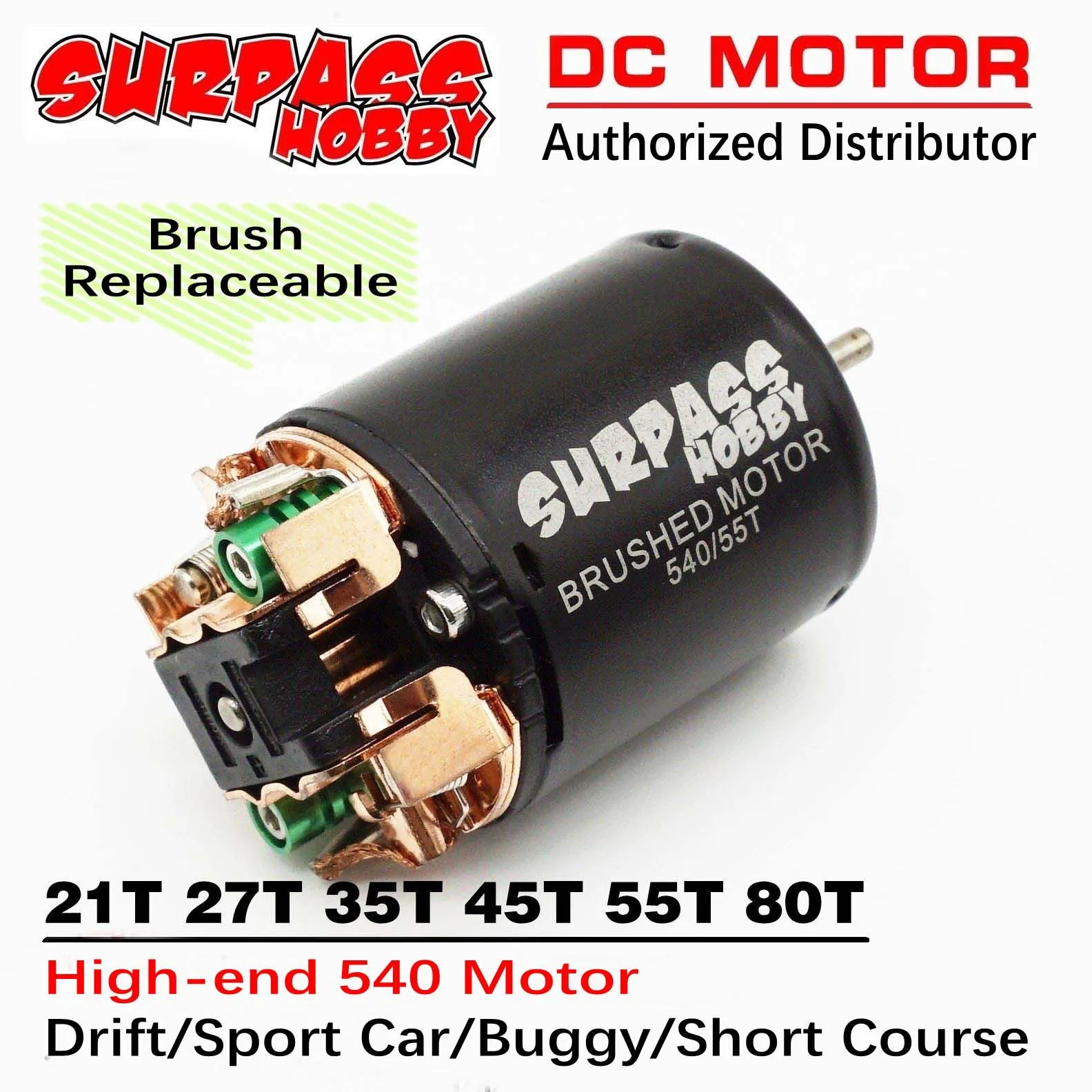 SUPASSHOBBY Brushed 540 Motor 21T/27T/35T/45T/55T/80T Hobbywing WP 1060 RTR 60A ESC для радиоуправляемого автомобиля