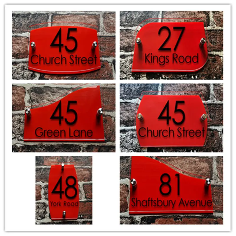 

Customized Double Layers of Transparent Acrylic House Number Plaques Sign Plates House Signs with Vinyl Stickers Films