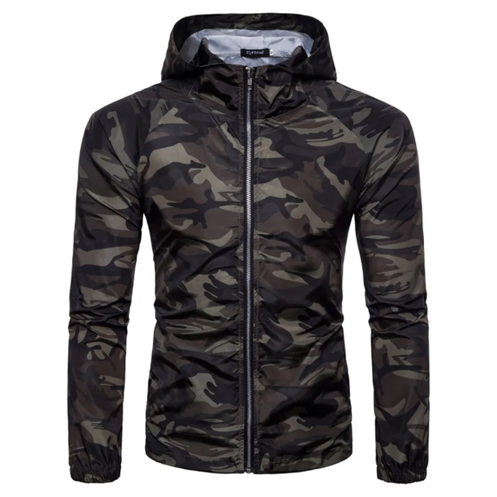 Men Camouflage Jackets Autumn Casual Hoodie Thin Military Tactical Jacket Waterproof Windproof Coat Hooded Camo Army Outwear