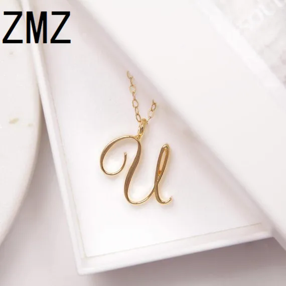 

ZMZ 2018 Europe/US fashion English letter pendant lovely letter U text necklace gift for mom/girlfriend party jewelry