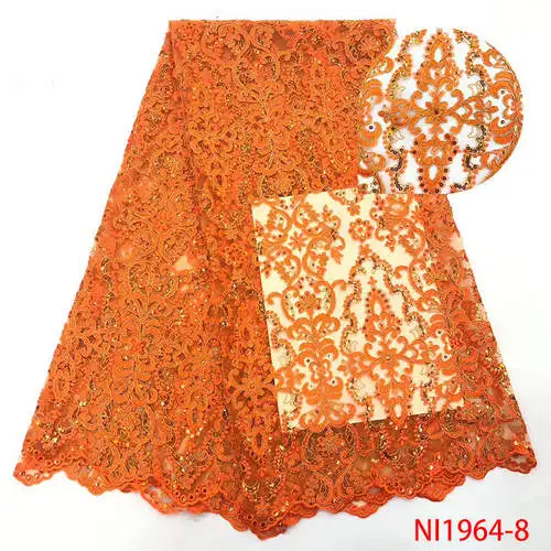 Новейшее нигерийское кружево с блестками ткани высокого качества французская Тюлевая ажурная кружевная нигерийская вышитая тесьма KSNI1964-6 - Цвет: Picture 8