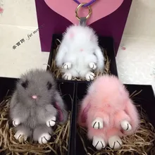 Free shipping Fashion mink fur Cute Funny Copenhagen bunny little monster Plush toys Bag Bugs accessories pendant Karlito