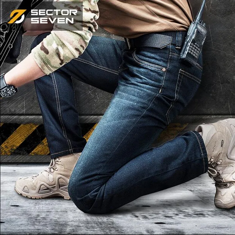 Men Tactical Jeans Pants Dimen Blue Casual Urban Army Jeans Mens