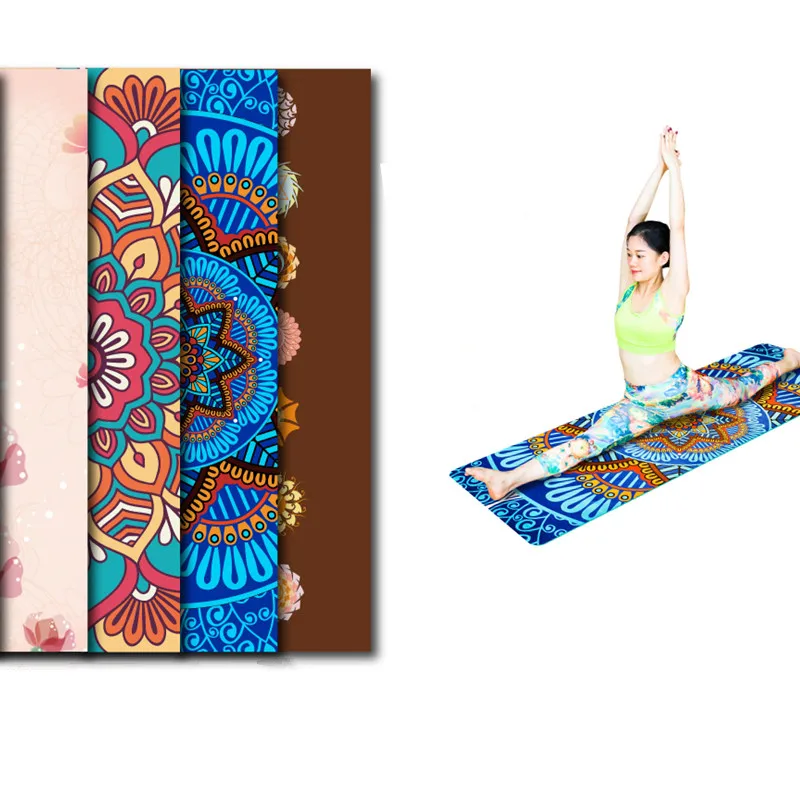 

2019 NEW 5 MM Lotus Pattern Suede TPE Yoga Mat Pad Non-slip Slimming Exercise Fitness Gymnastics Mat Body Building