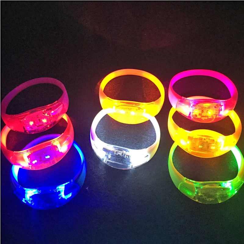 Fluorescent Bracelets Sound Control Led Flashing Silicone Bracelet Vibration Bangle 20PCS Christmas DJ wedding Party Decoration glow in the dark bracelet