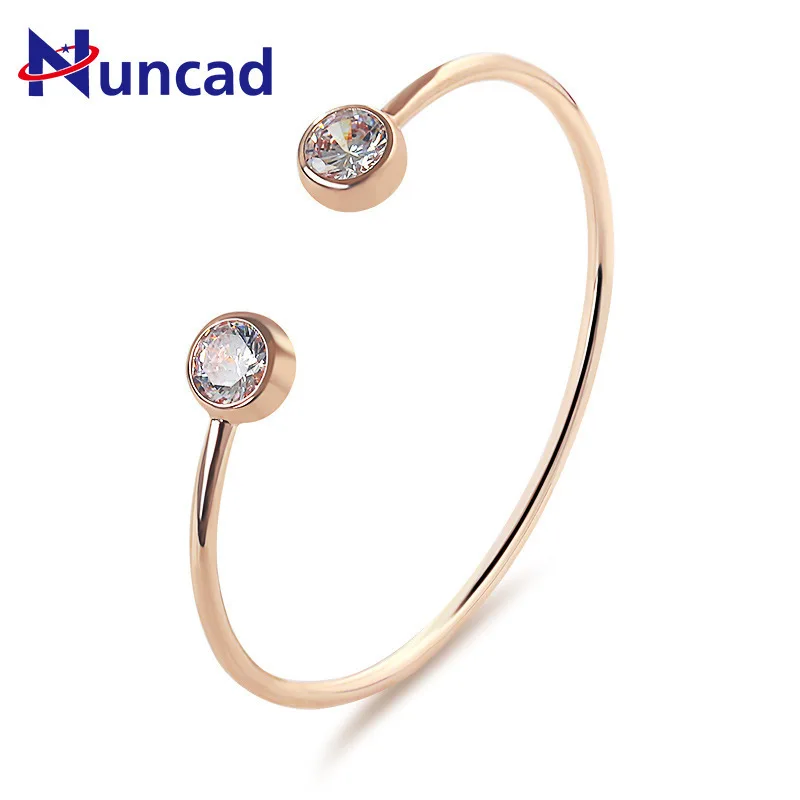 

Concise Personality Alloy Gold Sliver Color Bangles Crystal Bracelet Joker Open Bracelet Women Jewelry